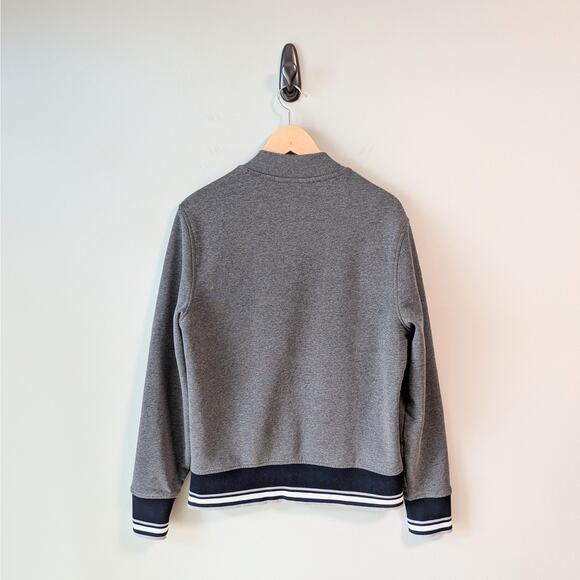 Michael Kors Track Jacket Mens Small Full Zip Gray Navy White Knit Bomber Stripe - Picture 7 of 12